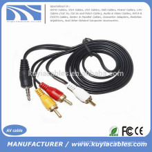 Oro plateado 3.5mm a 3rca Cable macho a macho 5ft